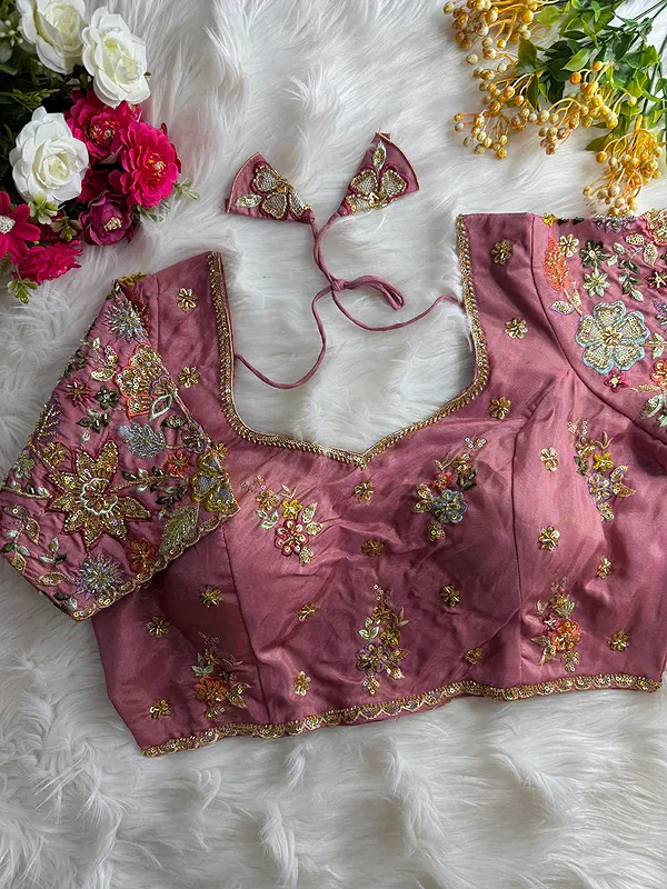 Onion Pink Color Soft Cosmos Silk Blouse