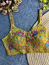 Yellow Color Mirror Work Gajji Silk Blouse