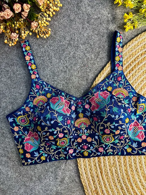 Morepeach Color Mirror Work Gajji Silk Blouse