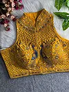Yellow Color Halter Neck Handwork Peacock Blouse