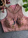 Baby Pink Color Halter Neck Handwork Peacock Blouse