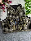 Black Color Halter Neck Handwork Peacock Blouse
