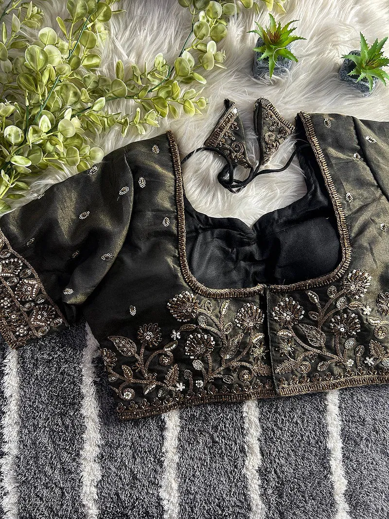 Black Color Handwork Blouse with Stars & Beads Bridal Blouse