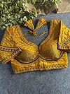 Yellow Color Handwork & Sequence Italian Silk Bridal Blouse