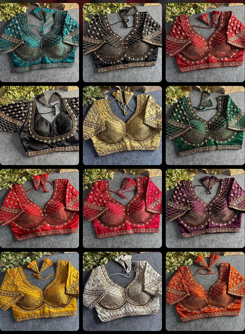 Rama Color Handwork & Sequence Italian Silk Bridal Blouse