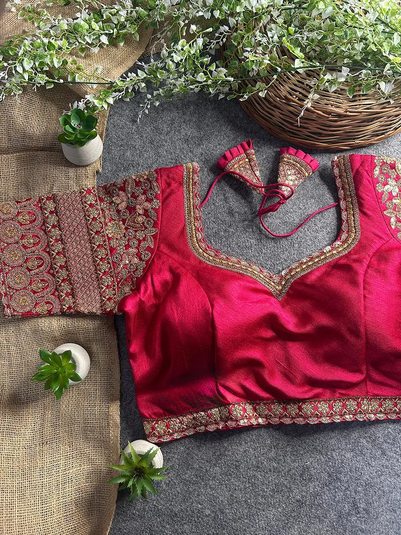 Rani Color Bridal Italian Silk Embroidered Blouse