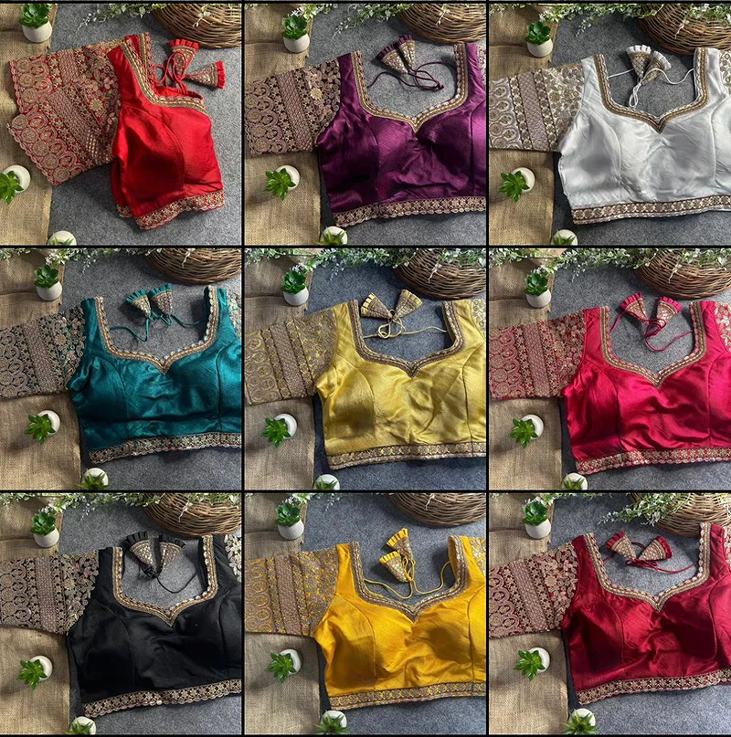 Rani Color Bridal Italian Silk Embroidered Blouse