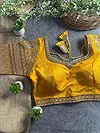 Yellow Color Bridal Italian Silk Embroidered Blouse