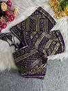 Purple Color Designer Partywear Blouse with Heavy Beads Work in Georgette