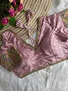 Pink Color V-Neck Heavy Embroidery Blouse