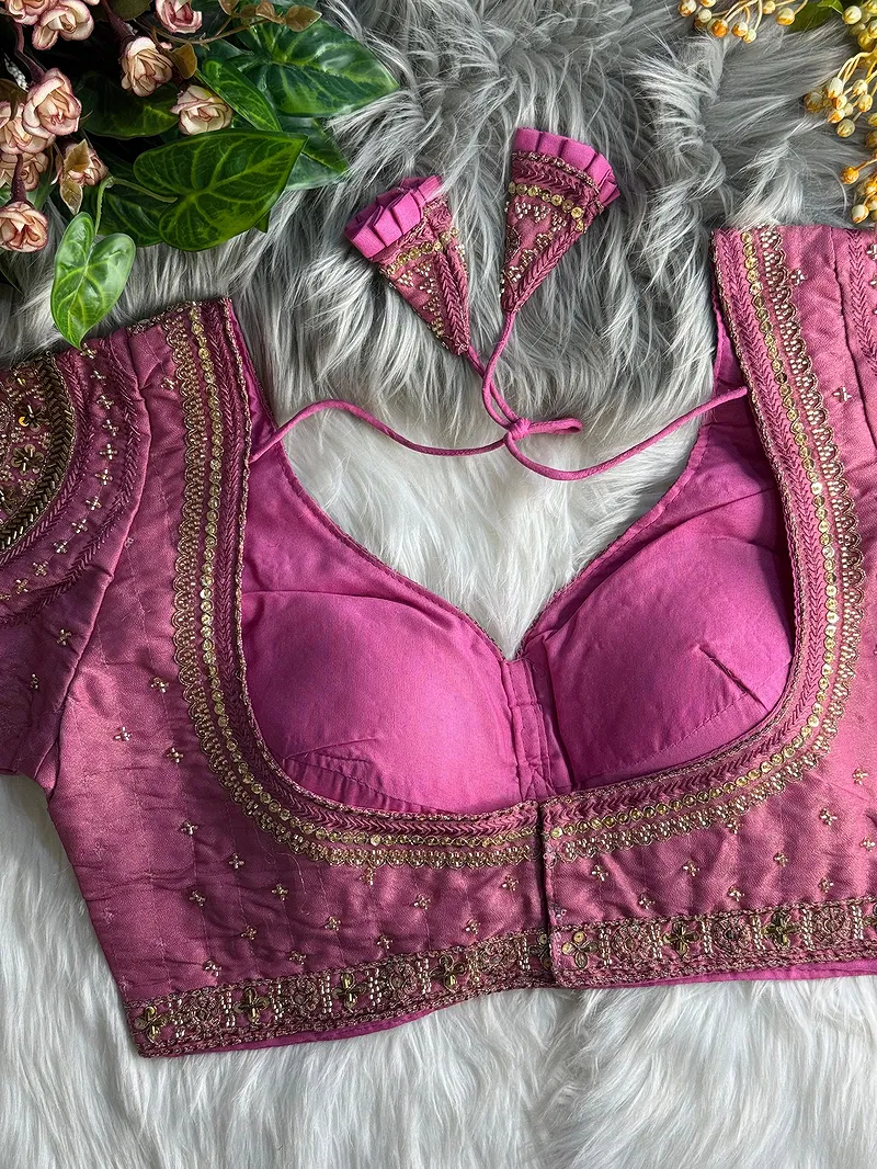Pink Heavy Stars & Beads Bridal Partywear Blouse