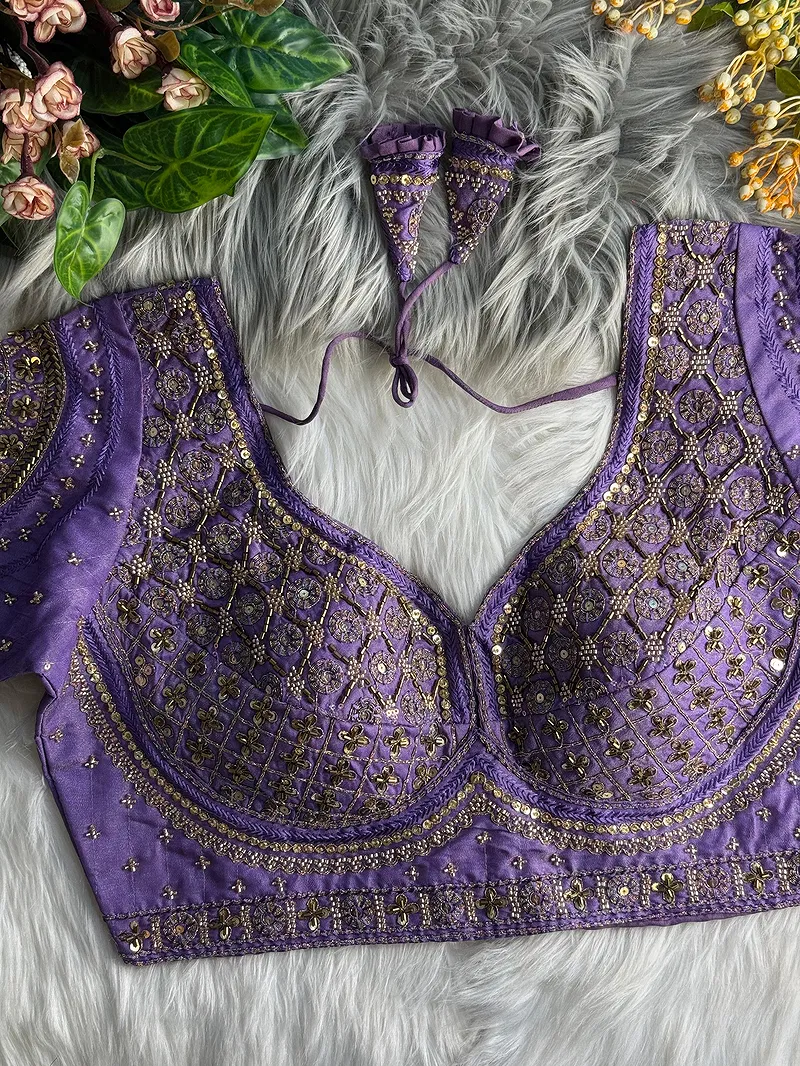 Lavender Heavy Stars & Beads Bridal Partywear Blouse