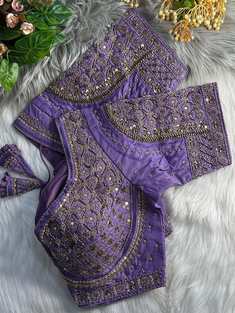 Lavender Heavy Stars & Beads Bridal Partywear Blouse