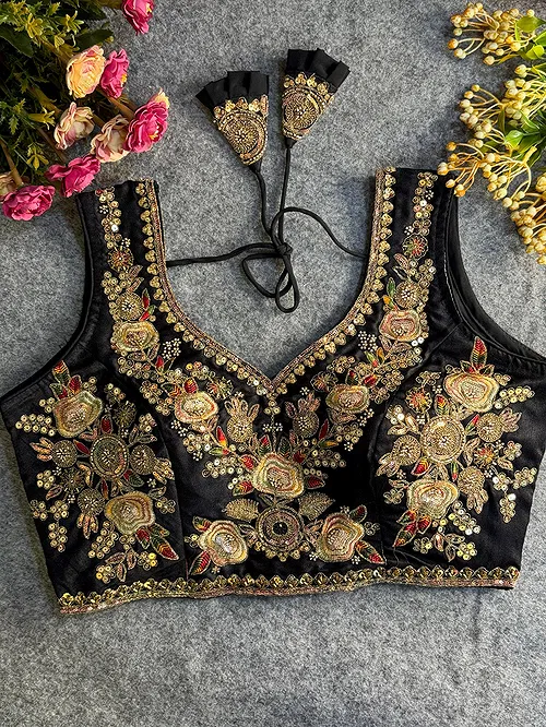 Black Beads Work Bridal Blouse