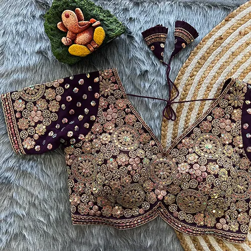 Wine Colour Georgette Embroidered Wedding Blouse