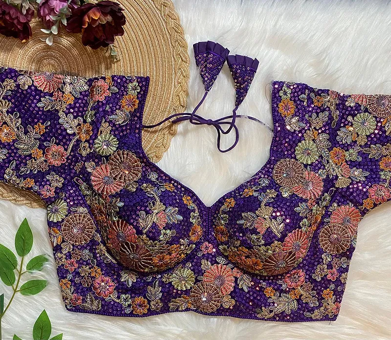 Purple Color Sabyasachi Style Georgette Blouse