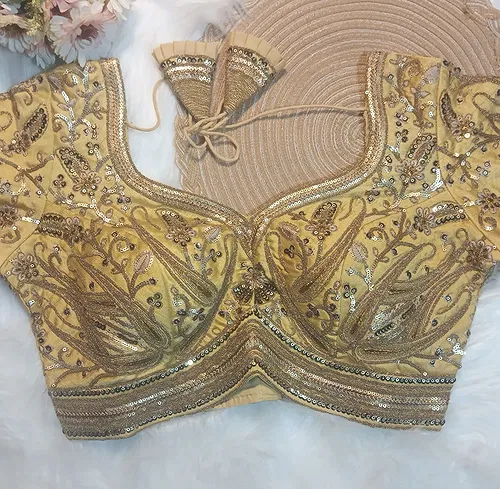 Gold Color Heavy Apple-Cut Bridal Blouse
