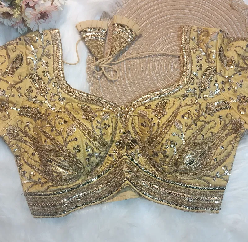 Gold Color Heavy Apple-Cut Bridal Blouse