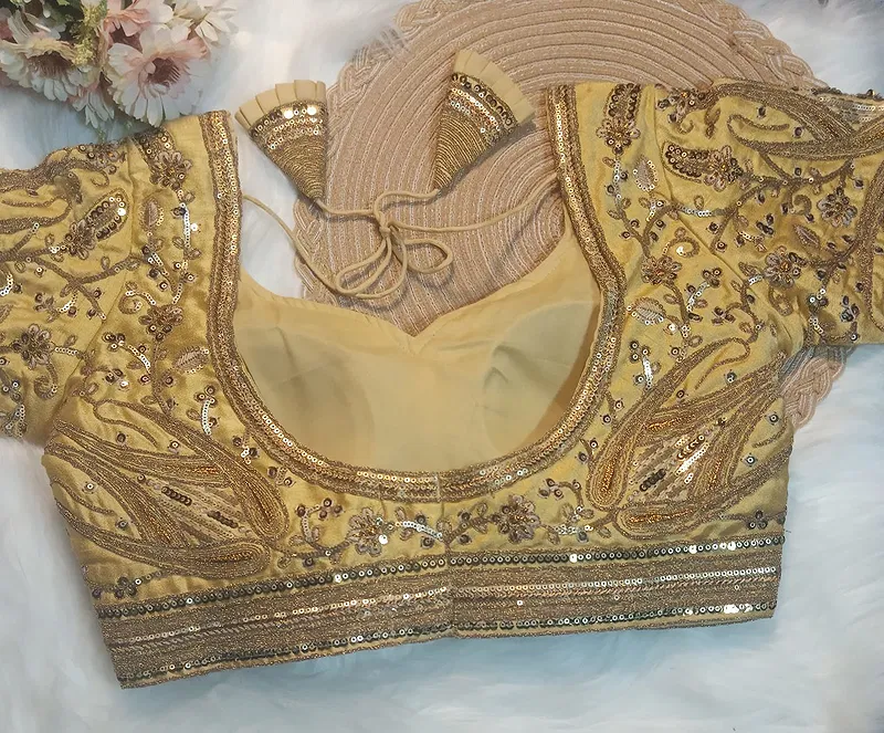 Gold Color Heavy Apple-Cut Bridal Blouse
