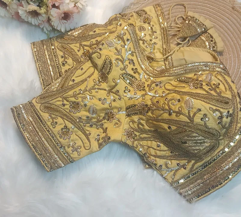 Gold Color Heavy Apple-Cut Bridal Blouse