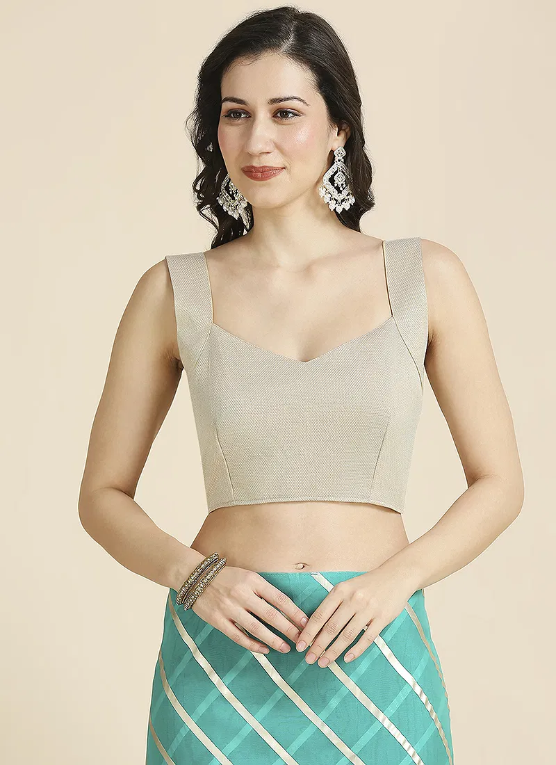 Turqoise Color Organza Chiffon Leheriya Print Saree With Blouse