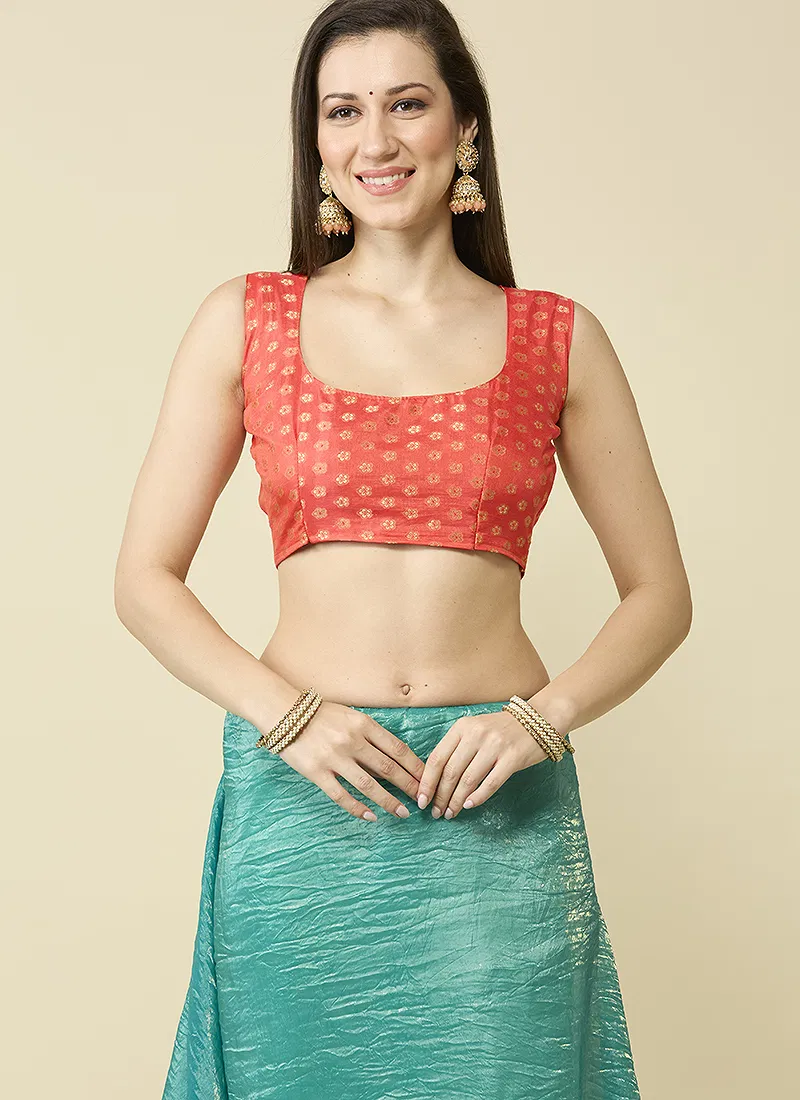 Green Marble Silk Saree With Dupion Blouse Piece