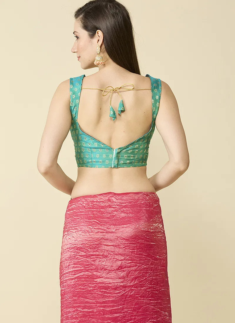 Red Marble Silk Saree With Dupion Blouse Piece