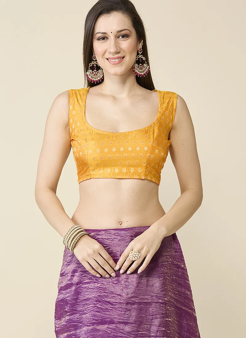 Purple Marble Silk Saree With Dupion Blouse Piece