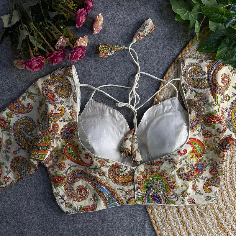 Off White Color Navratri Style Readymade Blouse