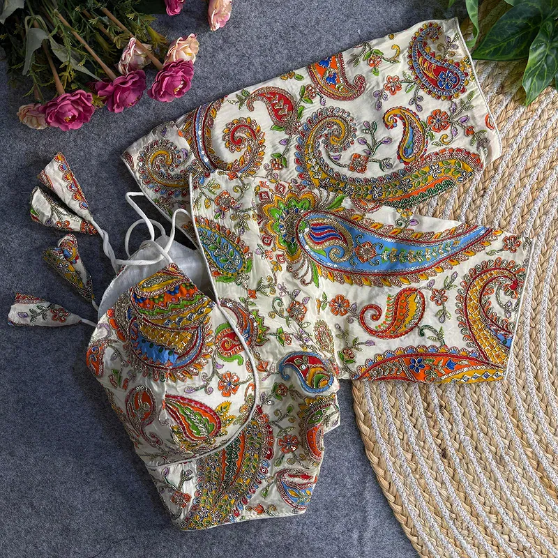 Off White Color Navratri Style Readymade Blouse