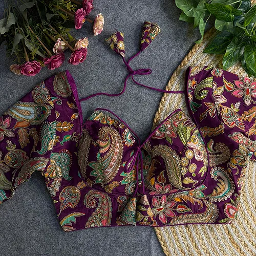 Wine Color Navratri Style Readymade Blouse