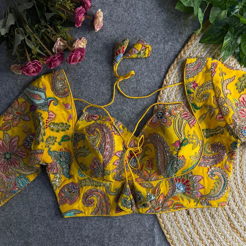 Yellow Color Navratri Style Readymade Blouse