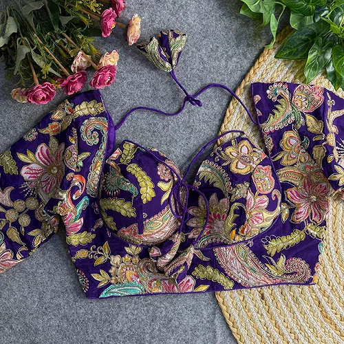 Purple Color Navratri Style Readymade Blouse