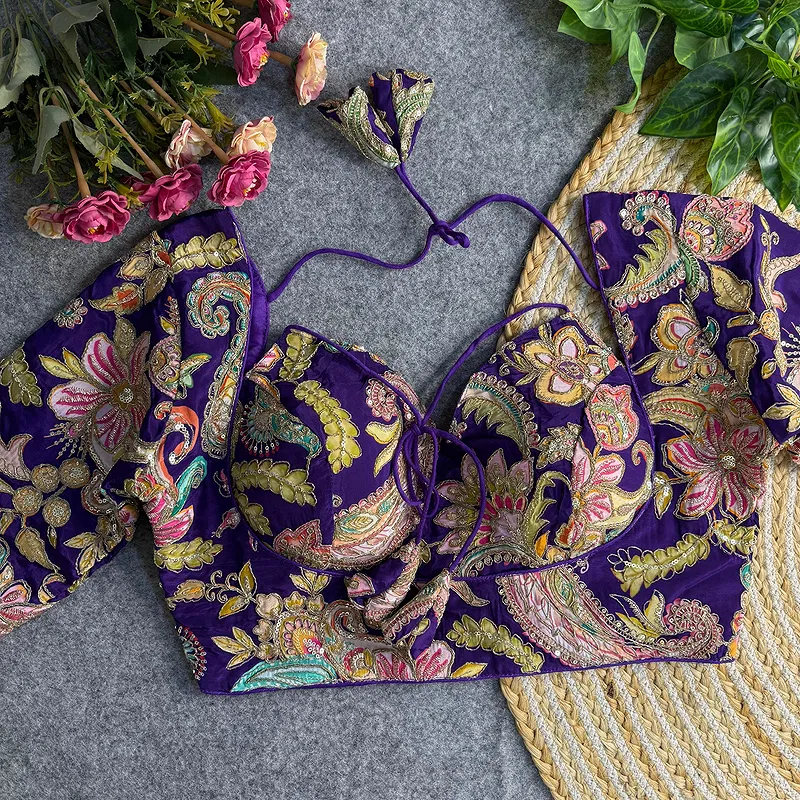 Purple Color Navratri Style Readymade Blouse