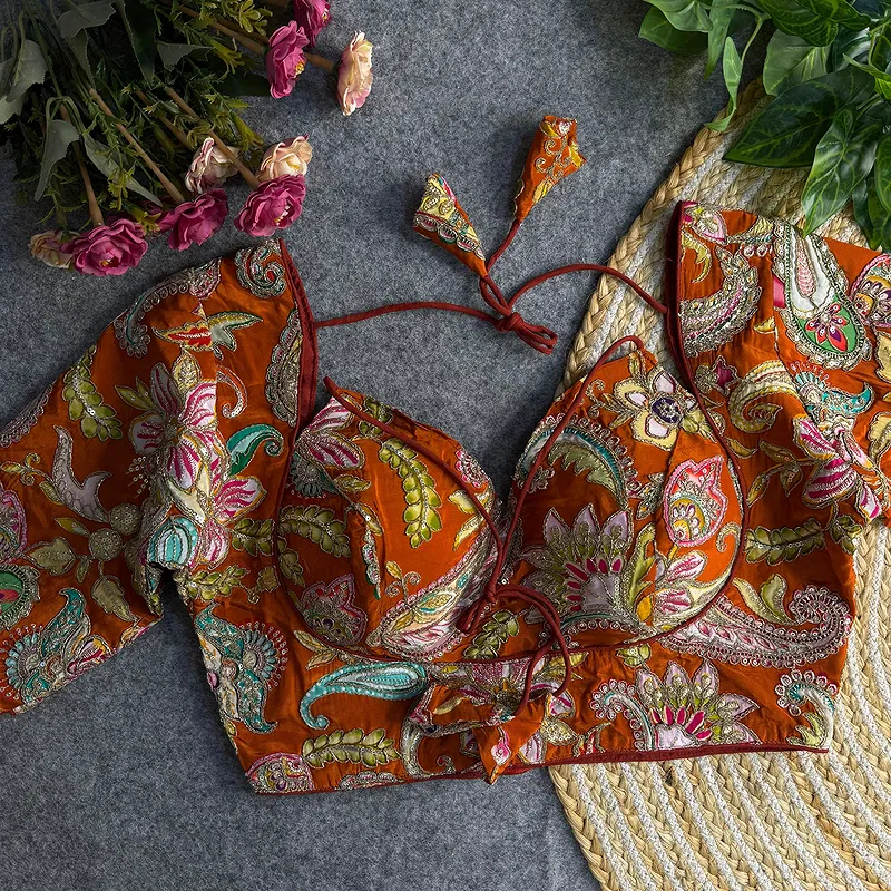 Copper Color Navratri Style Readymade Blouse