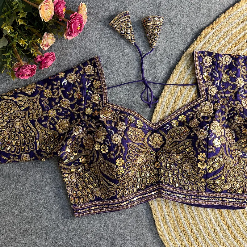 Purple Heavy Codding & Sequin Bridal Blouse