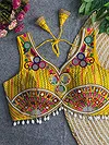 Yellow Traditional Mirror Work Designer Blouse