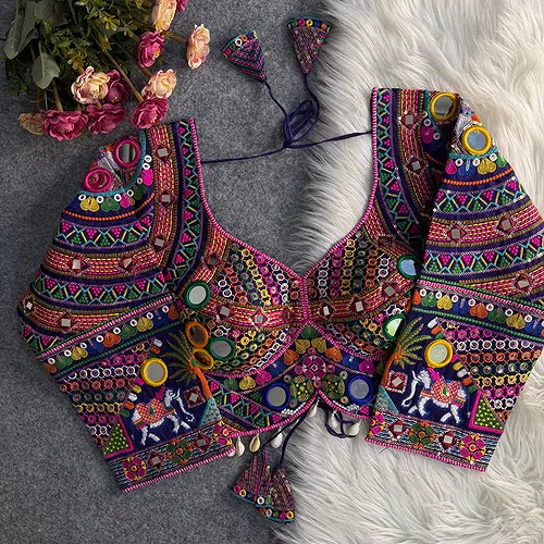 Purple Color Full Sleeves Navratri Blouse