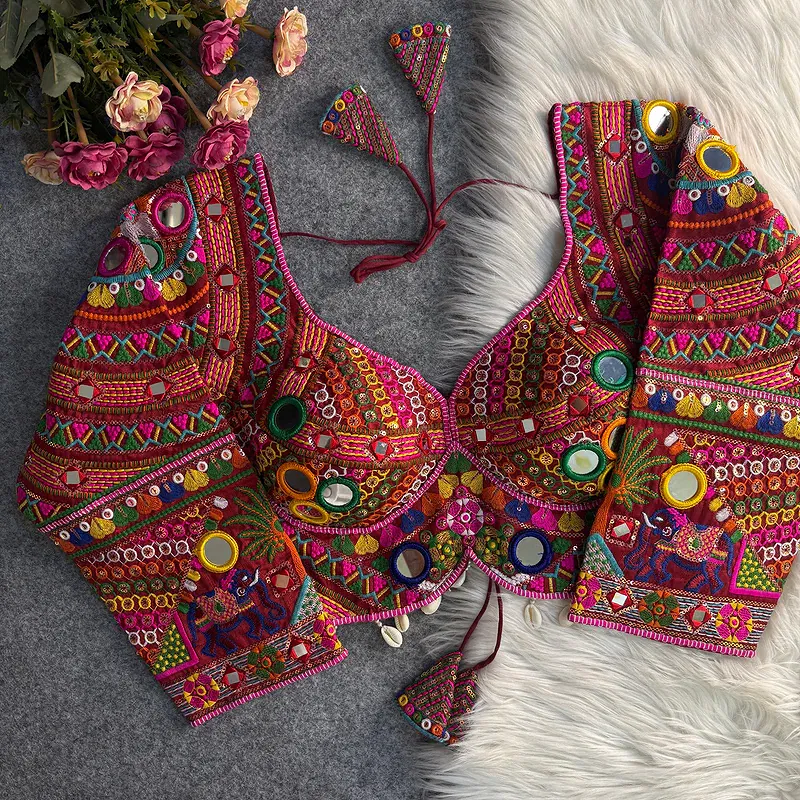 Maroon Color Full Sleeves Navratri Blouse