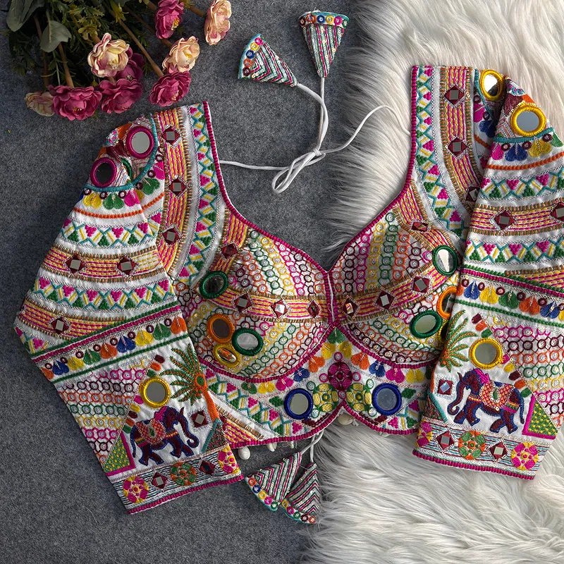 White Color Full Sleeves Navratri Blouse