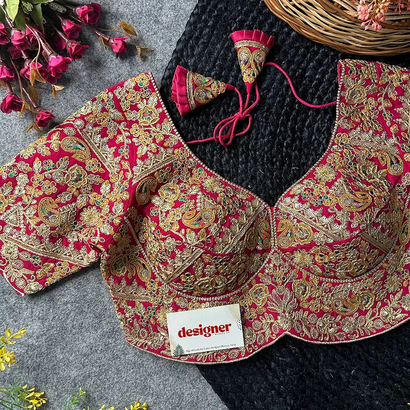 Rani Color Beautiful Apple-Cut Bridal Blouse with Embroidery