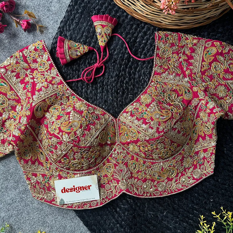 Rani Color Beautiful Apple-Cut Bridal Blouse with Embroidery