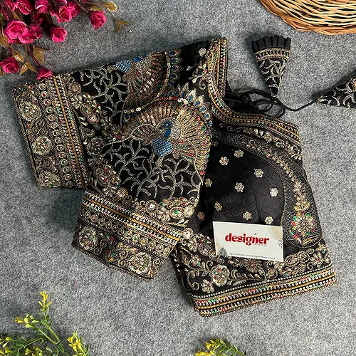 Black Color Bridal Bliss Apple-Cut Codding Work Blouse