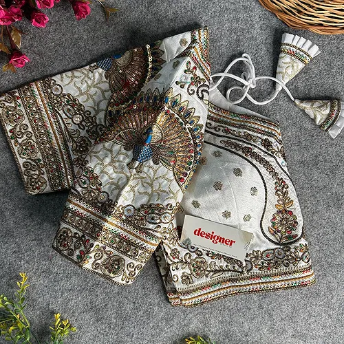 White Color Bridal Bliss Apple-Cut Codding Work Blouse