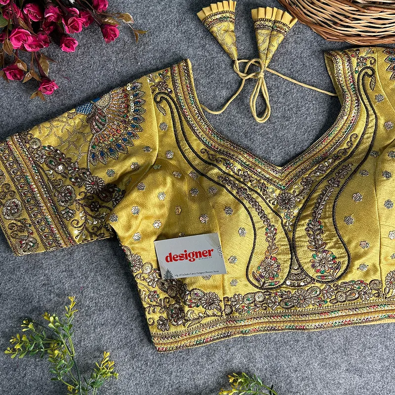 Gold Color Bridal Bliss Apple-Cut Codding Work Blouse