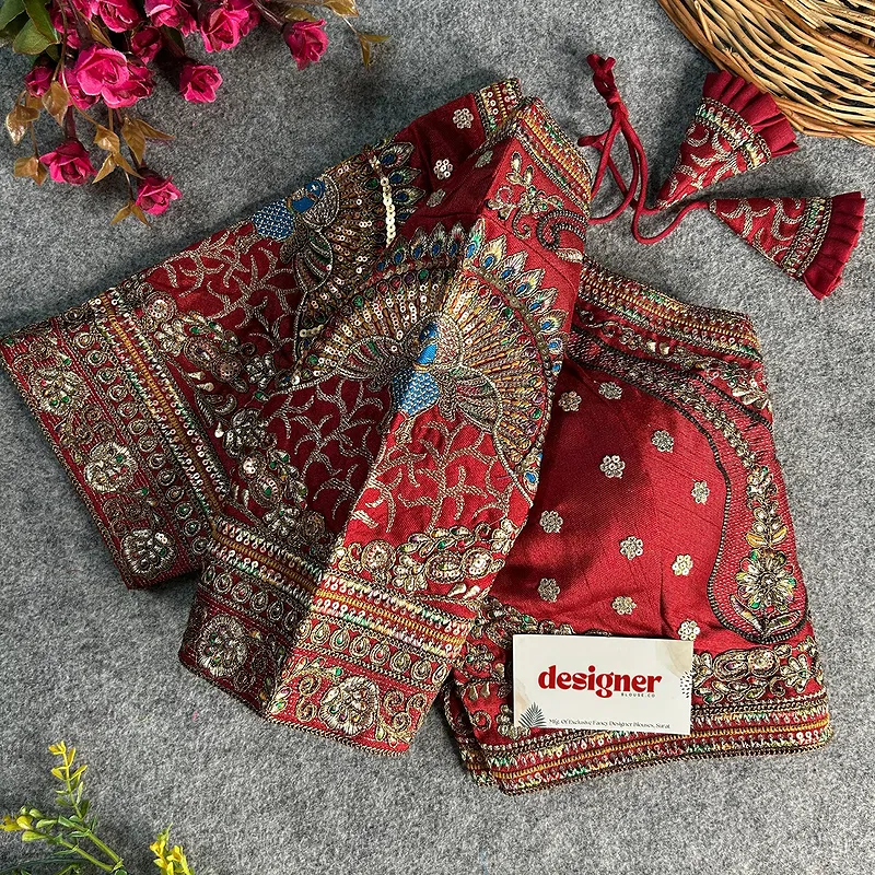 Maroon Color Bridal Bliss Apple-Cut Codding Work Blouse