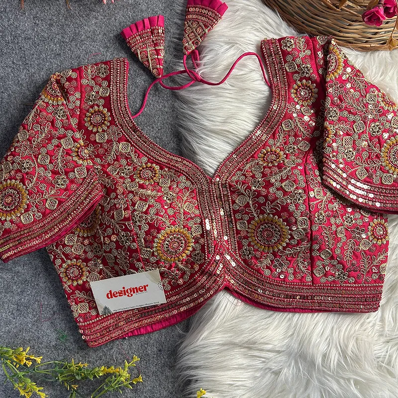 Rani Color Apple Cut Bridal Heavy Embroidery Work Blouse