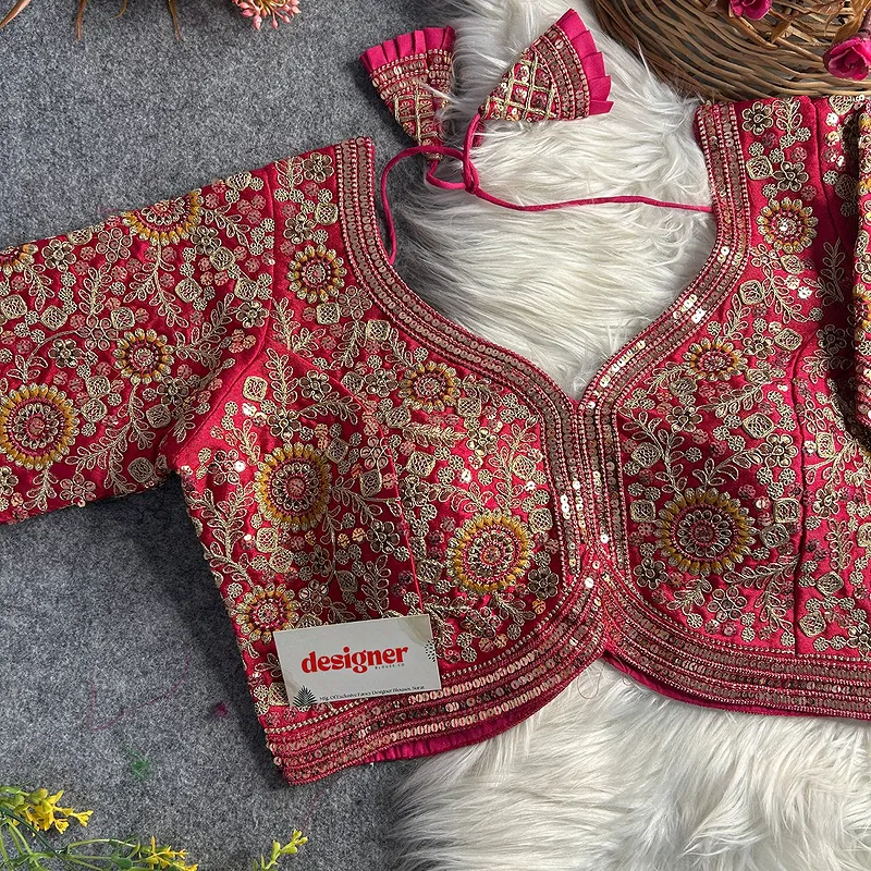 Rani Color Apple Cut Bridal Heavy Embroidery Work Blouse