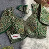 Green Color Apple Cut Bridal Embroidery Blouse