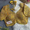 Yellow Color Apple Cut Bridal Heavy Embroidery Work Blouse